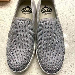 Fergalicious silver slip ons size 8